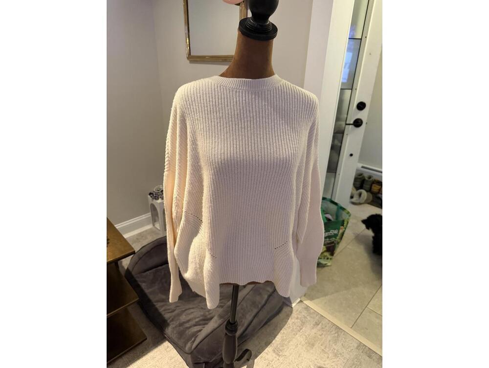 Alice + Olivia Base Cream Knit Sweater Oversized Wool Blend XS